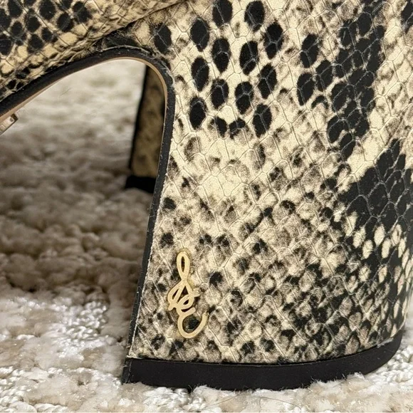Sam Edelman Snakeskin Block Heel Ankle Boots 9.5 Pointed Toe Chic Fall - Picture 5 of 10